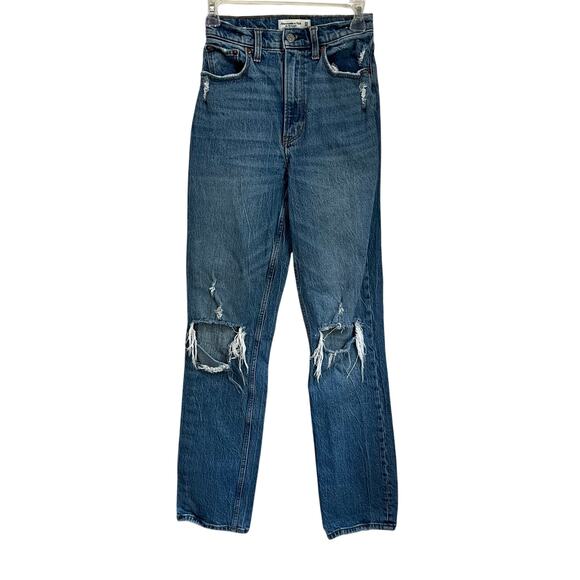 Abercrombie & Fitch Curve Love Ultra High Rise 90s Straight Jeans Sz 24/00L - Picture 1 of 9